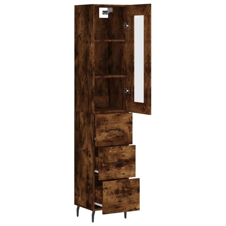 skab 34,5x34x180 cm konstrueret træ røget egetræ