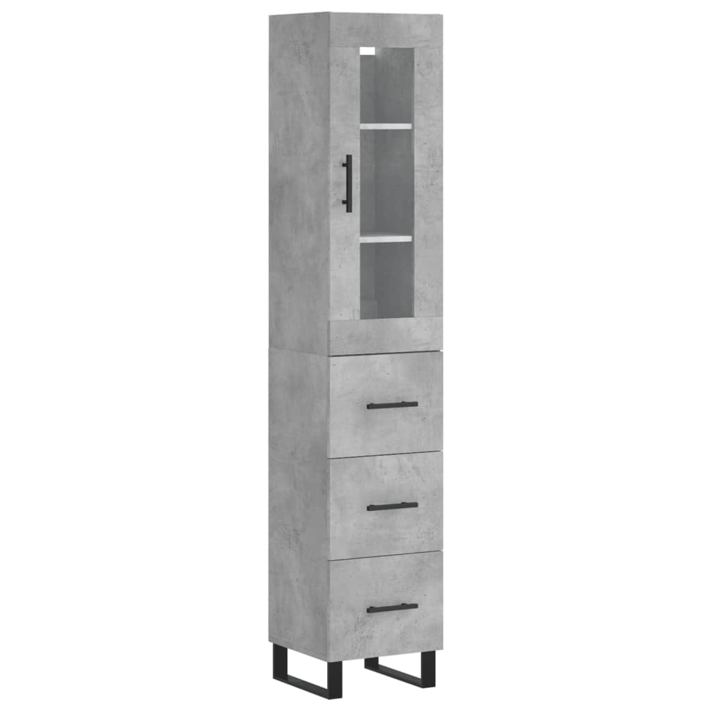 skab 34,5x34x180 cm konstrueret træ betongrå