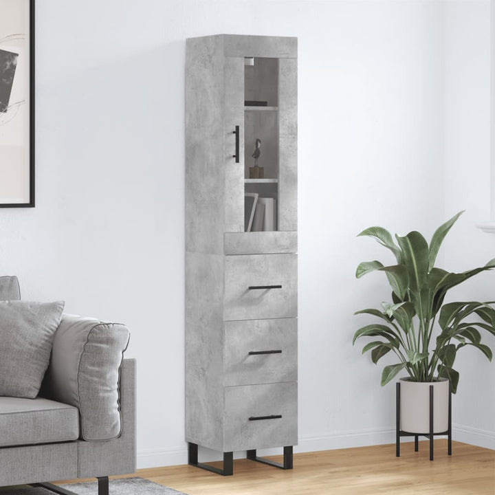 skab 34,5x34x180 cm konstrueret træ betongrå