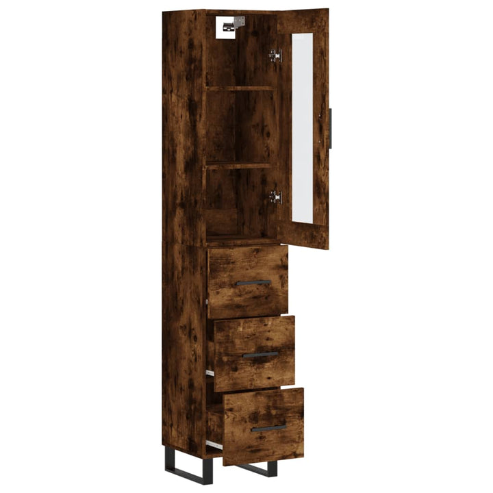 skab 34,5x34x180 cm konstrueret træ røget egetræ