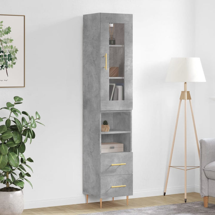 skab 34,5x34x180 cm konstrueret træ betongrå