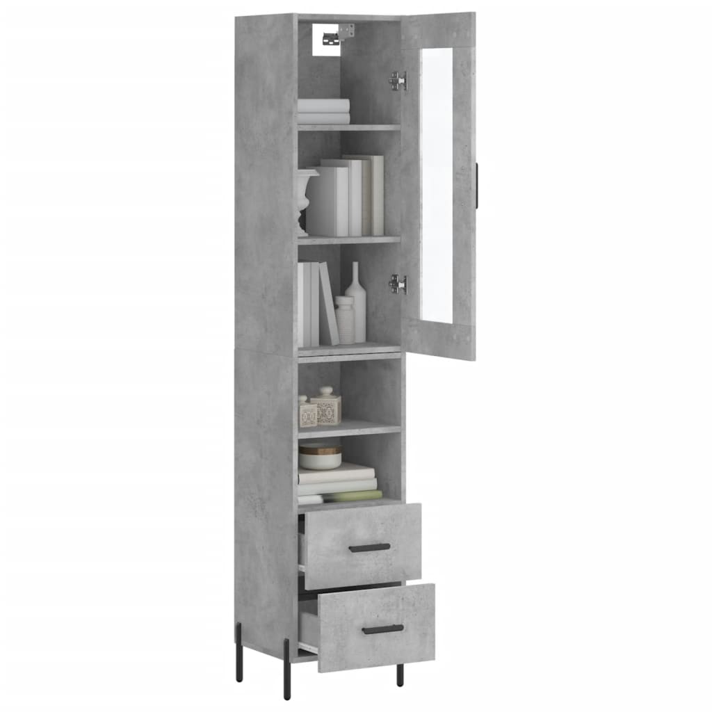 skab 34,5x34x180 cm konstrueret træ betongrå