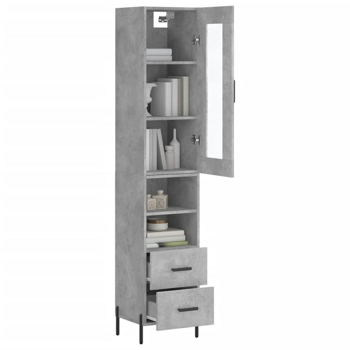skab 34,5x34x180 cm konstrueret træ betongrå