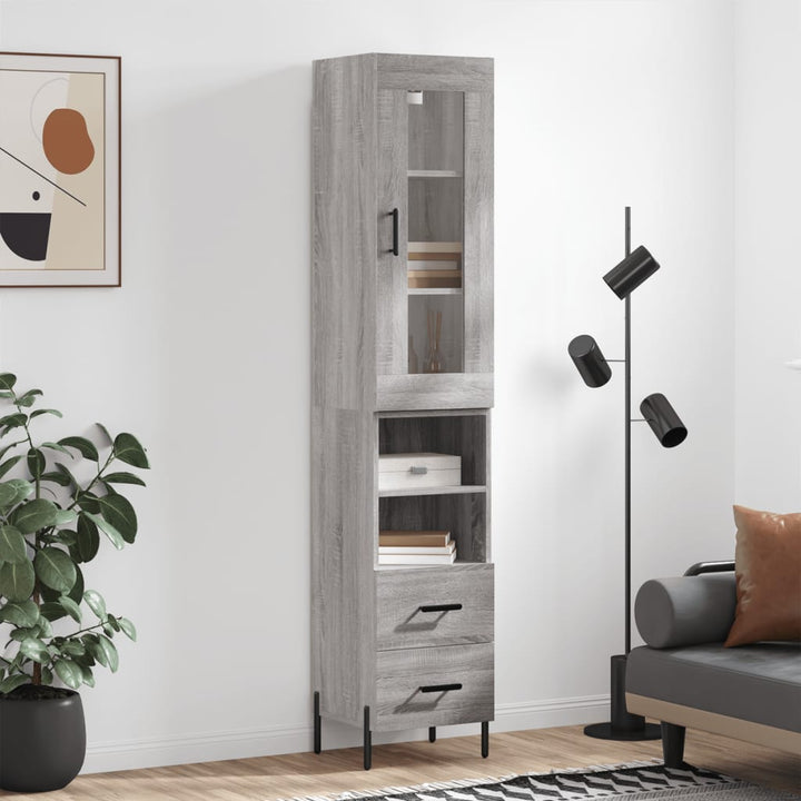 højskab 34,5x34x180 cm konstrueret træ grå sonoma-eg