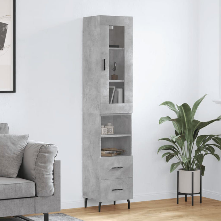 skab 34,5x34x180 cm konstrueret træ betongrå