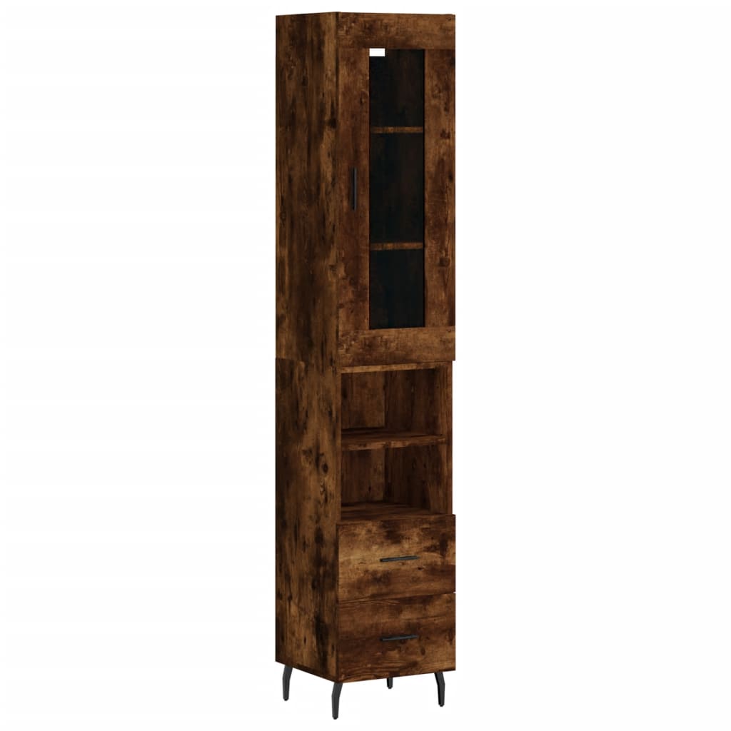 skab 34,5x34x180 cm konstrueret træ røget egetræ