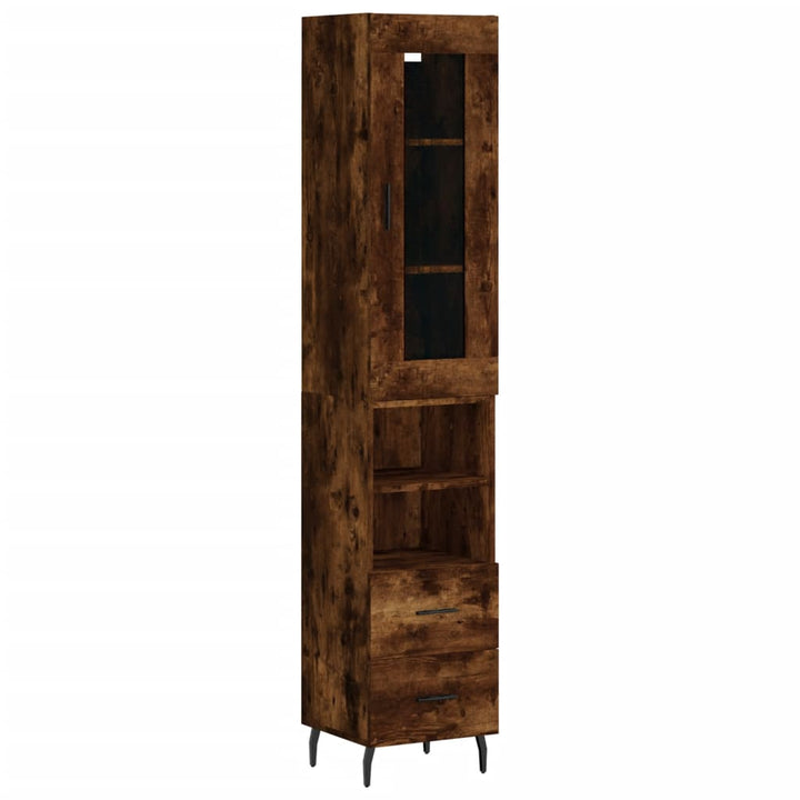 skab 34,5x34x180 cm konstrueret træ røget egetræ