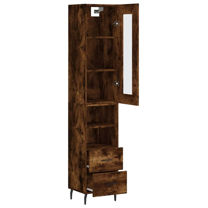 skab 34,5x34x180 cm konstrueret træ røget egetræ