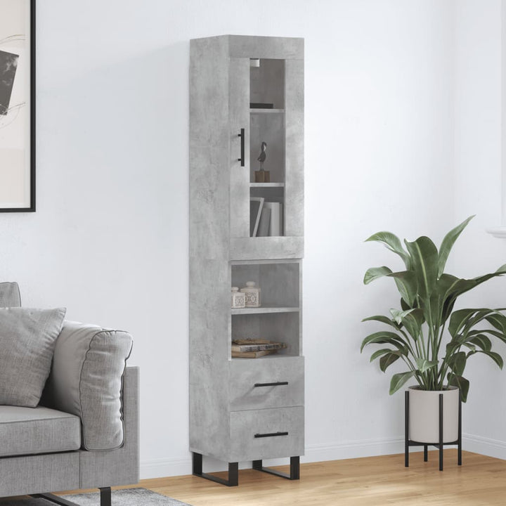 skab 34,5x34x180 cm konstrueret træ betongrå