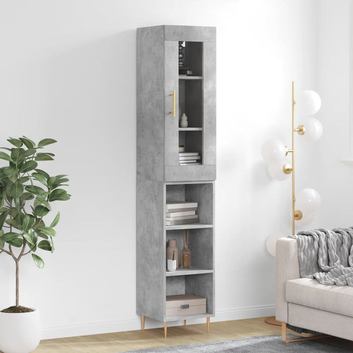 skab 34,5x34x180 cm konstrueret træ betongrå