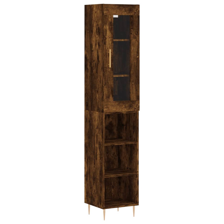 skab 34,5x34x180 cm konstrueret træ røget egetræ