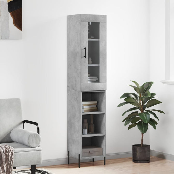 skab 34,5x34x180 cm konstrueret træ betongrå