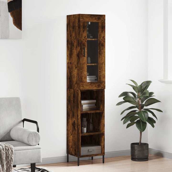 skab 34,5x34x180 cm konstrueret træ røget egetræ