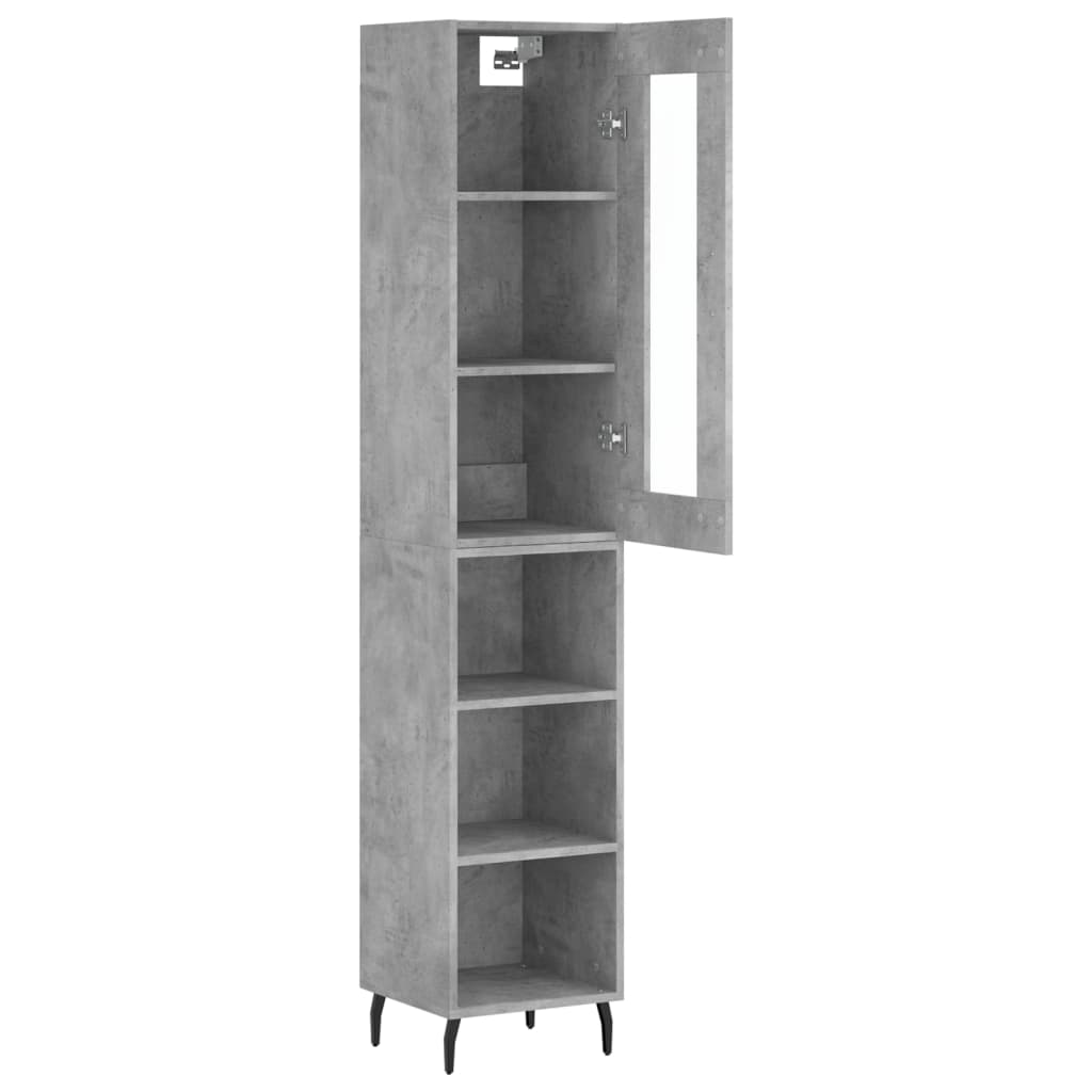 skab 34,5x34x180 cm konstrueret træ betongrå