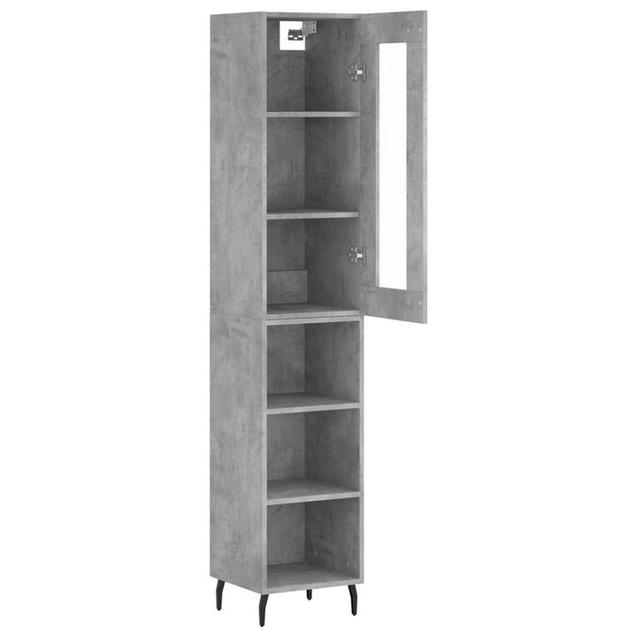 skab 34,5x34x180 cm konstrueret træ betongrå