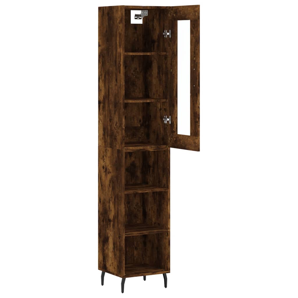 skab 34,5x34x180 cm konstrueret træ røget egetræ