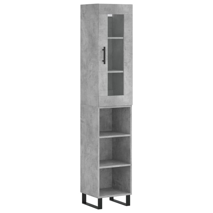 skab 34,5x34x180 cm konstrueret træ betongrå
