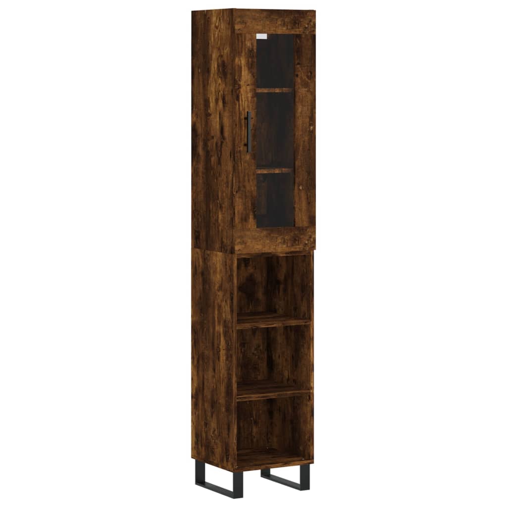 skab 34,5x34x180 cm konstrueret træ røget egetræ