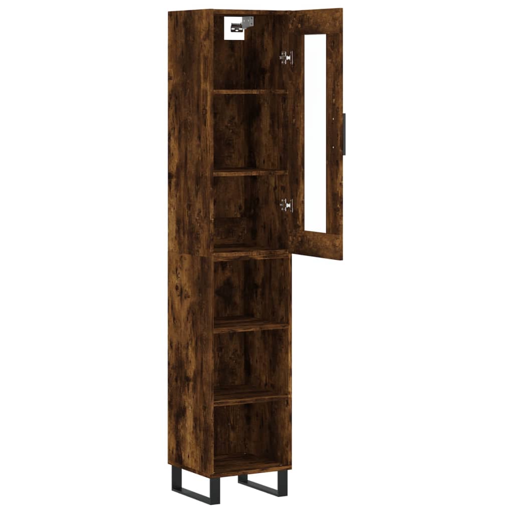 skab 34,5x34x180 cm konstrueret træ røget egetræ
