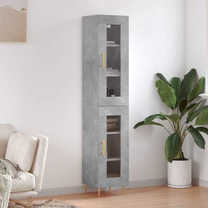 skab 34,5x34x180 cm konstrueret træ betongrå