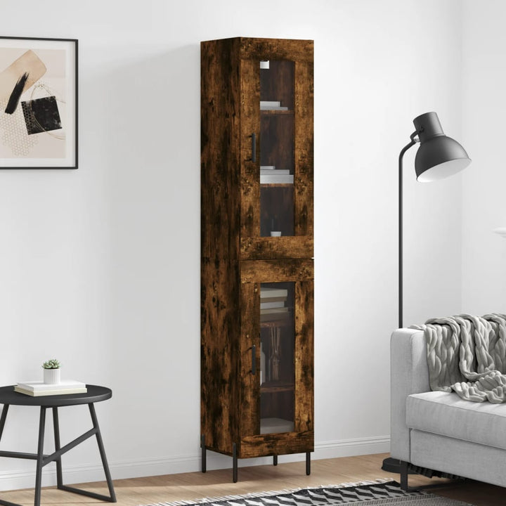 skab 34,5x34x180 cm konstrueret træ røget egetræ