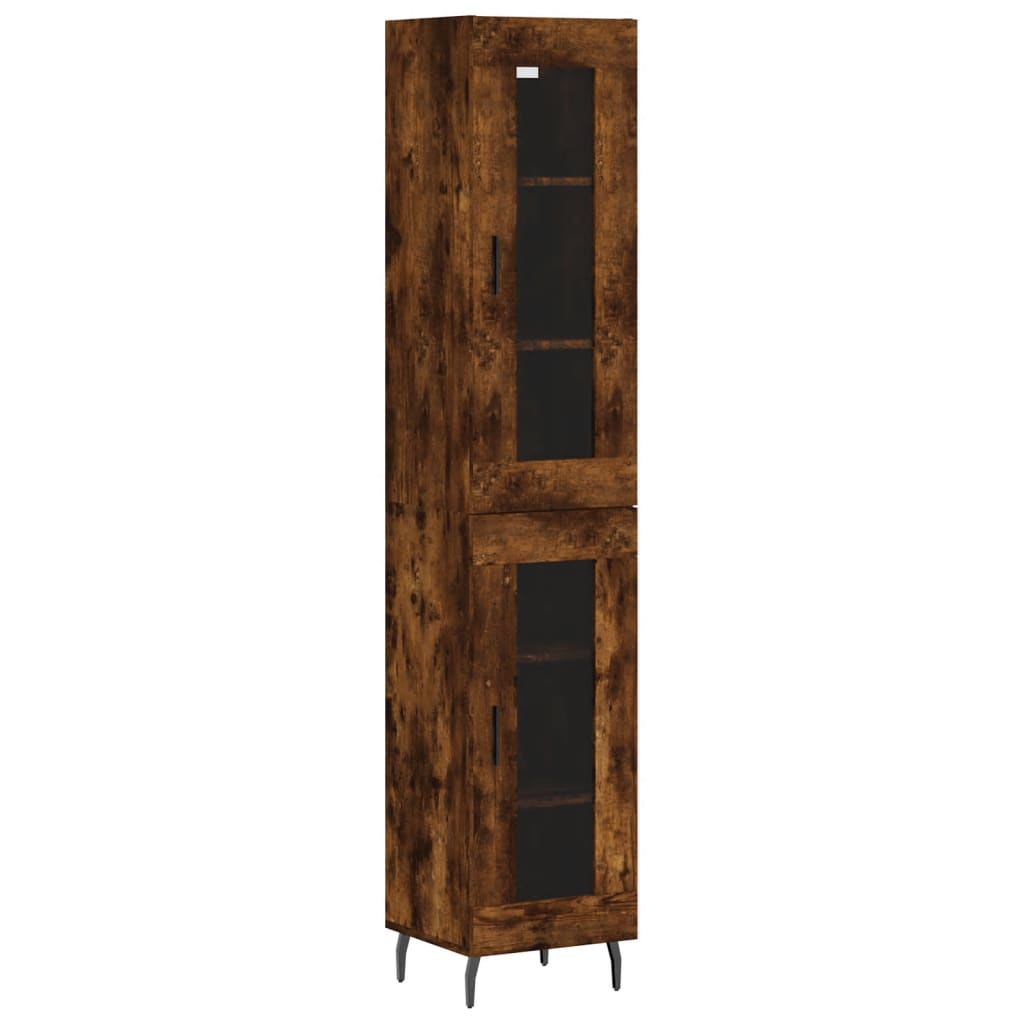 skab 34,5x34x180 cm konstrueret træ røget egetræ