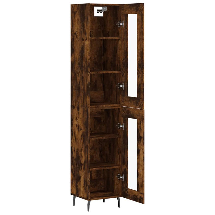 skab 34,5x34x180 cm konstrueret træ røget egetræ