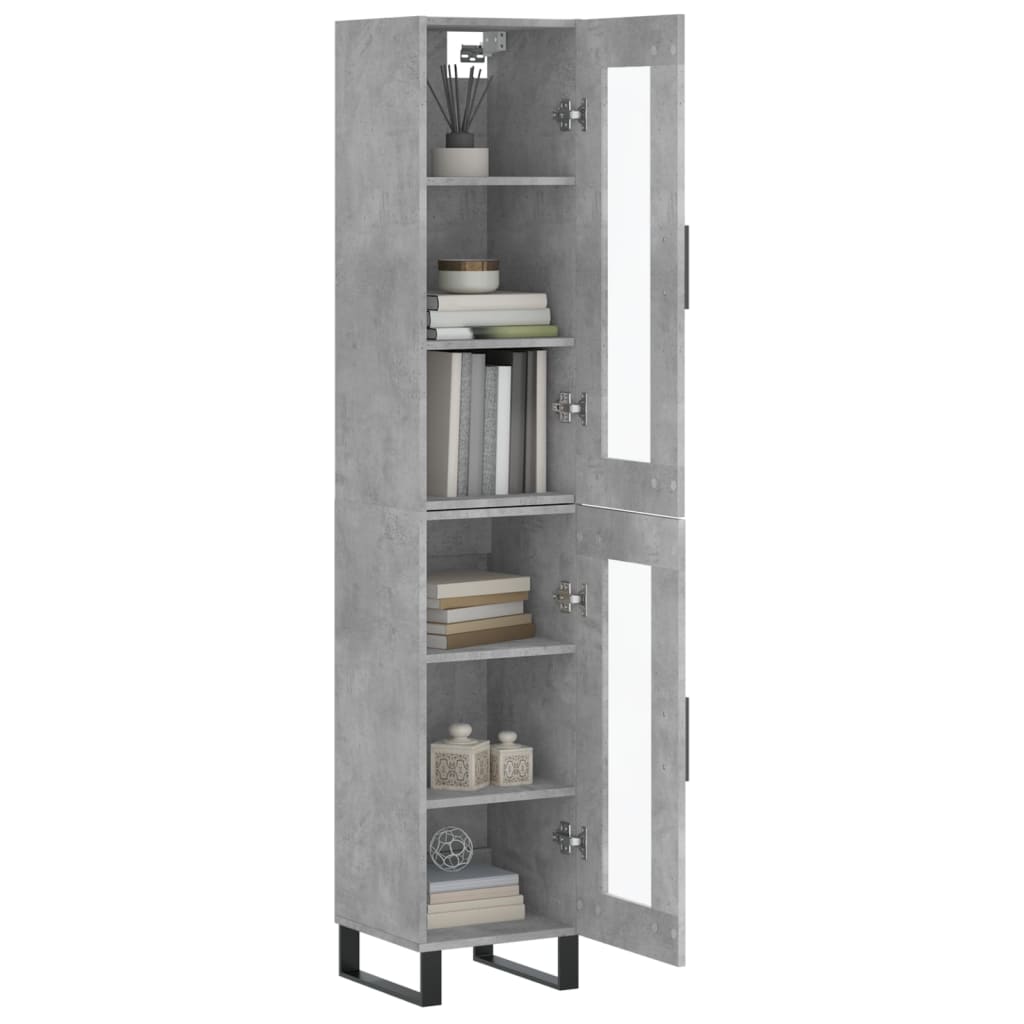 skab 34,5x34x180 cm konstrueret træ betongrå
