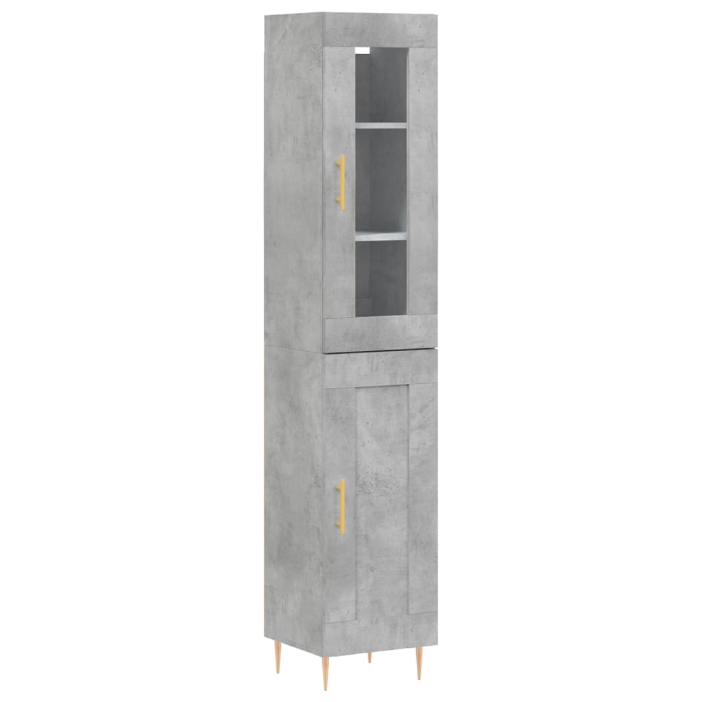skab 34,5x34x180 cm konstrueret træ betongrå