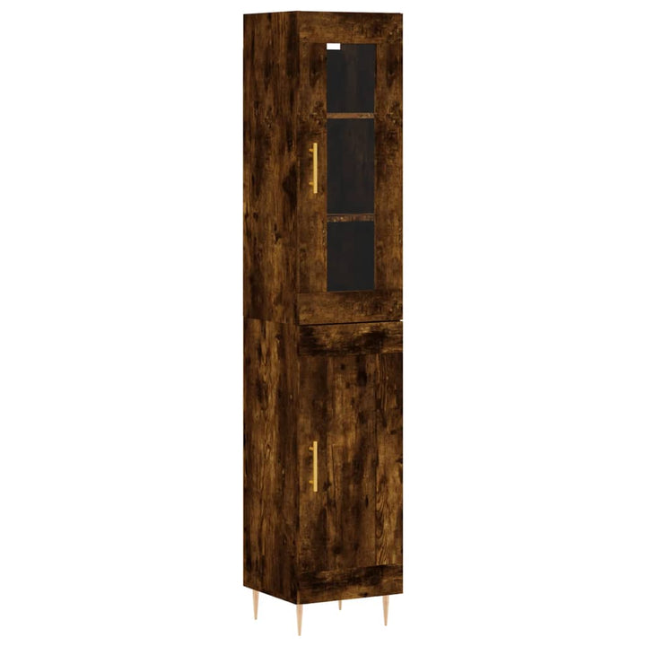 skab 34,5x34x180 cm konstrueret træ røget egetræ