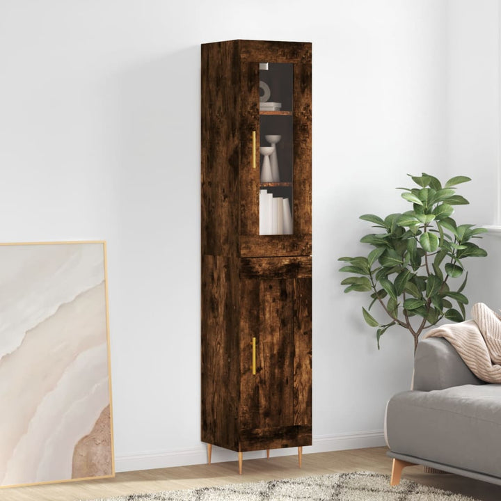 skab 34,5x34x180 cm konstrueret træ røget egetræ