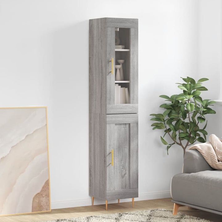 højskab 34,5x34x180 cm konstrueret træ grå sonoma-eg