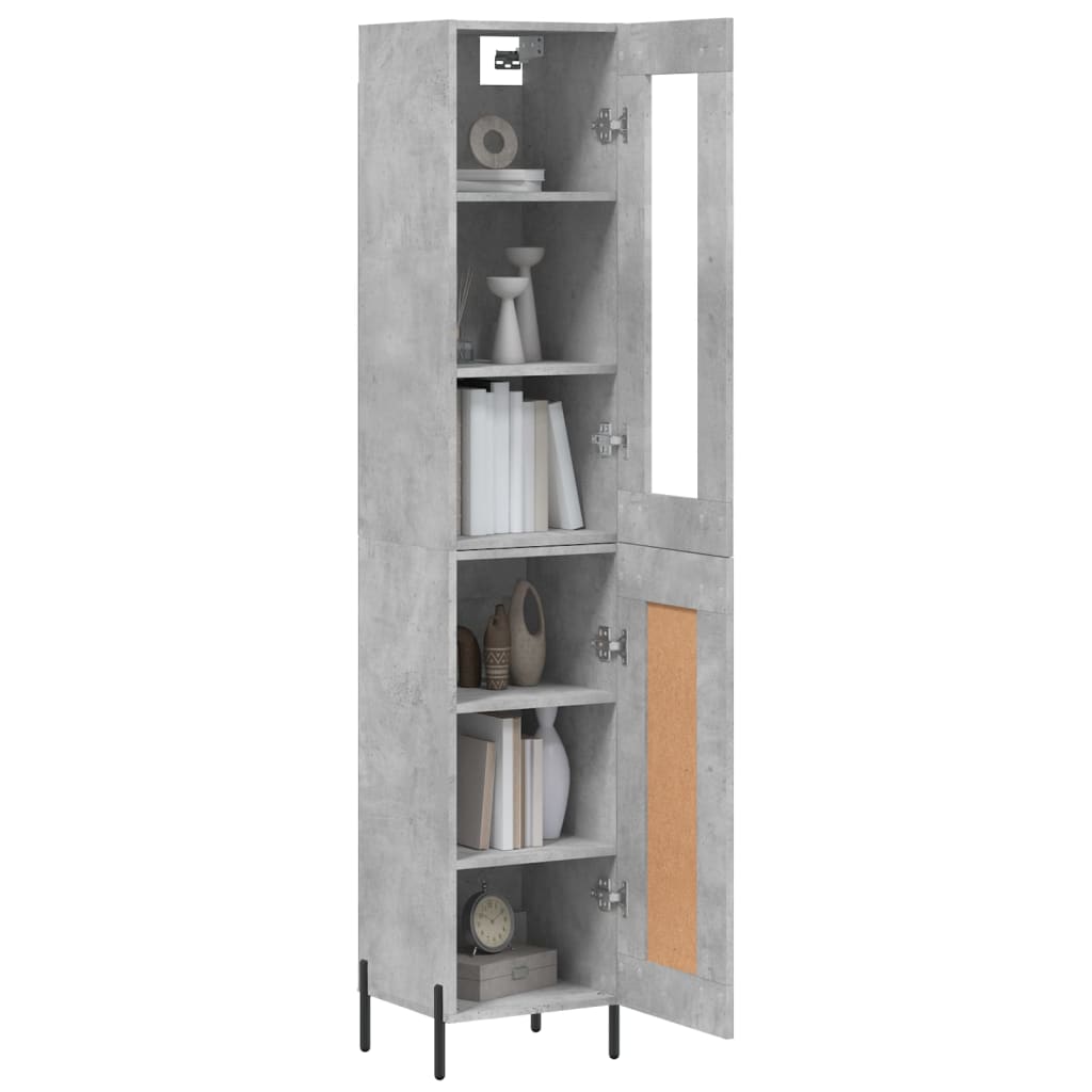 skab 34,5x34x180 cm konstrueret træ betongrå