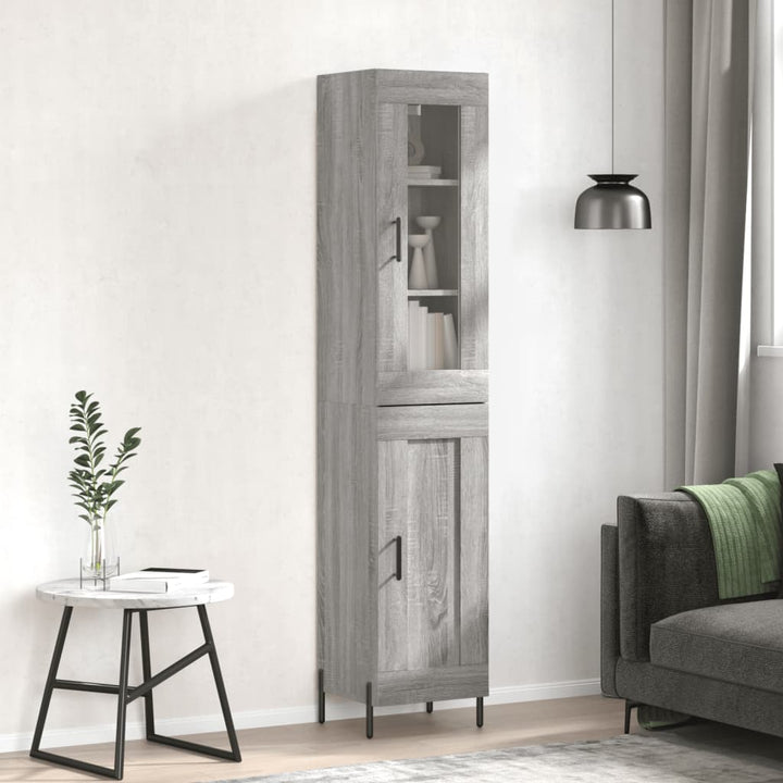 højskab 34,5x34x180 cm konstrueret træ grå sonoma-eg