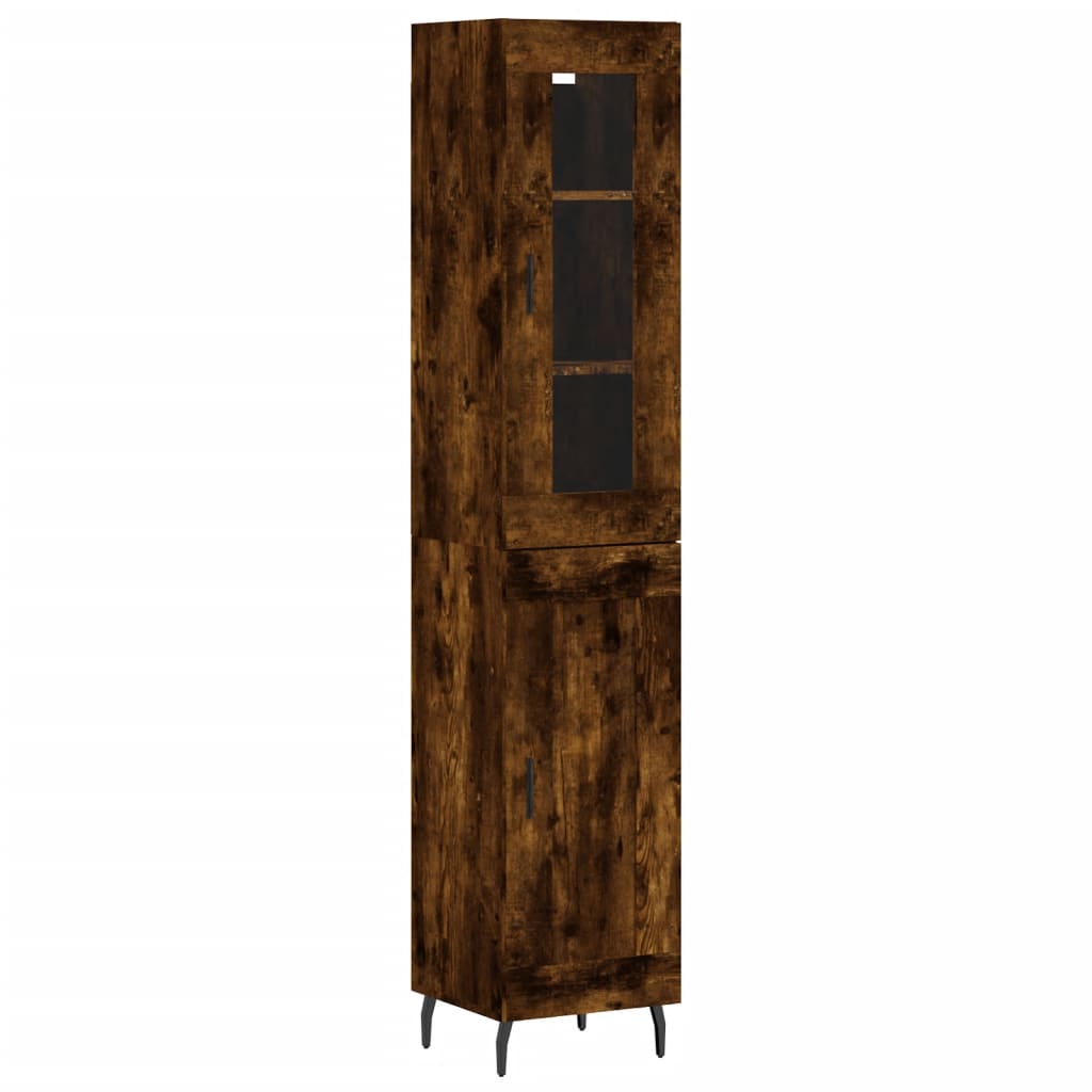 skab 34,5x34x180 cm konstrueret træ røget egetræ