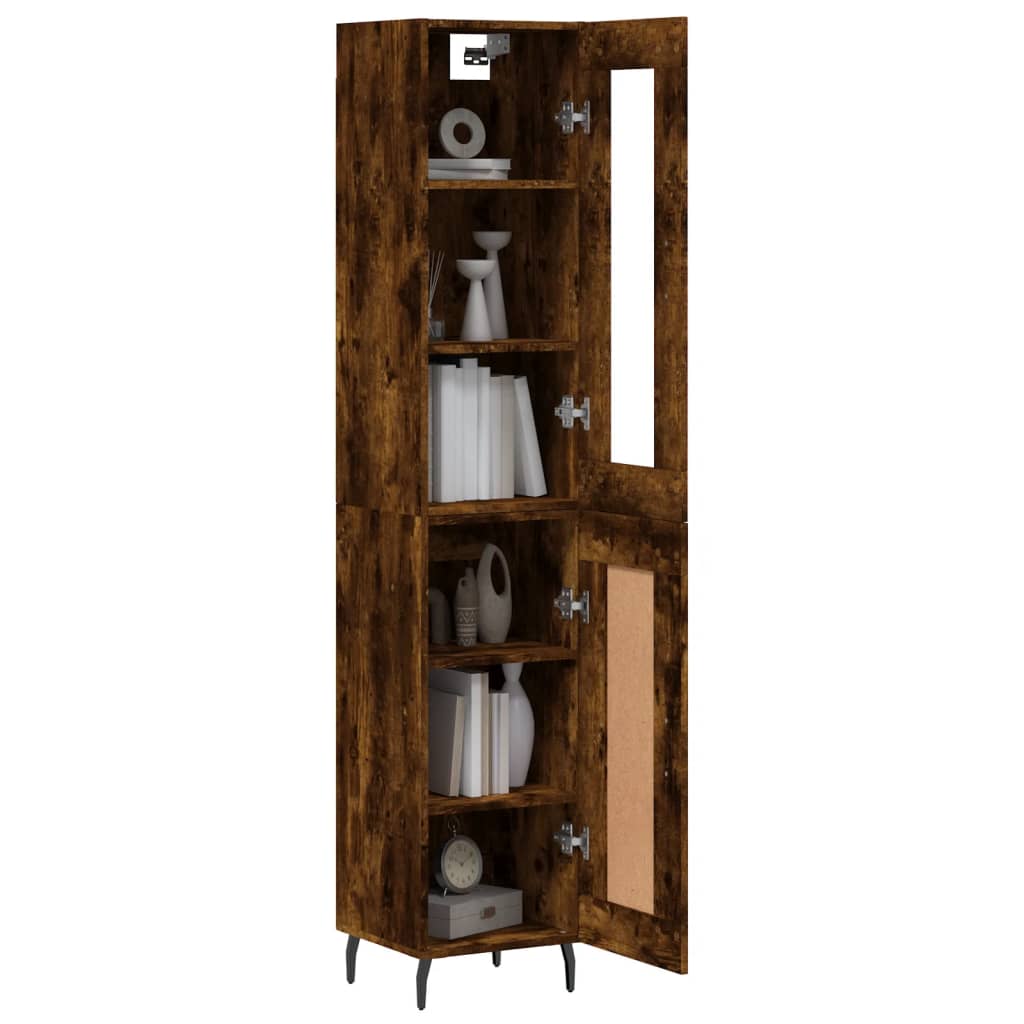 skab 34,5x34x180 cm konstrueret træ røget egetræ
