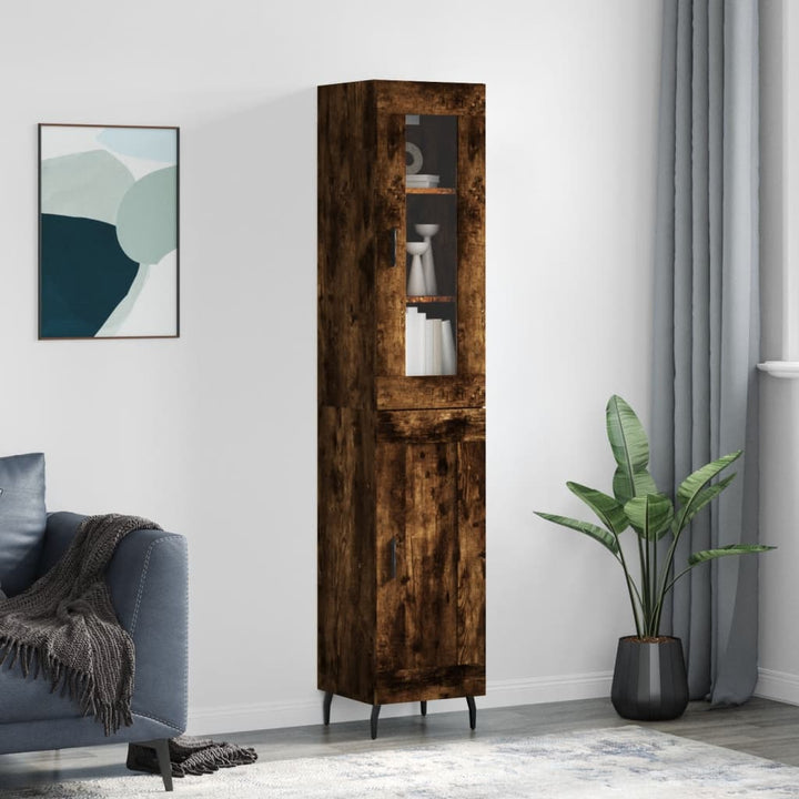 skab 34,5x34x180 cm konstrueret træ røget egetræ