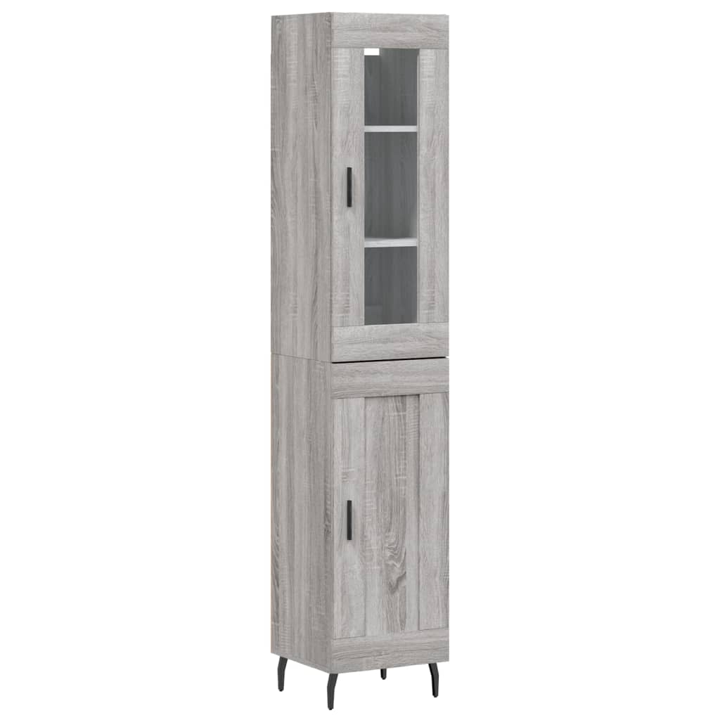 højskab 34,5x34x180 cm konstrueret træ grå sonoma-eg