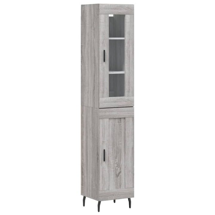 højskab 34,5x34x180 cm konstrueret træ grå sonoma-eg