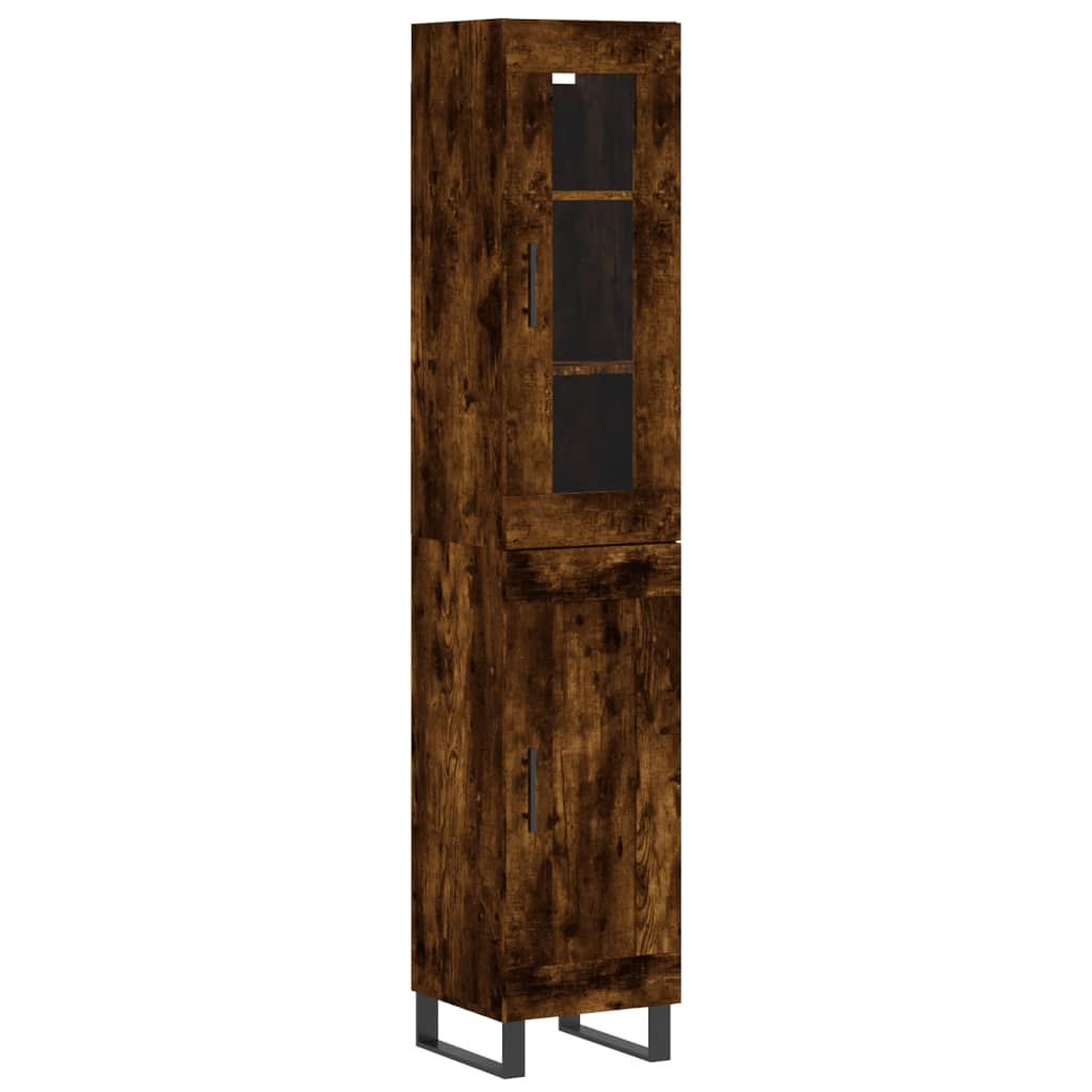 skab 34,5x34x180 cm konstrueret træ røget egetræ