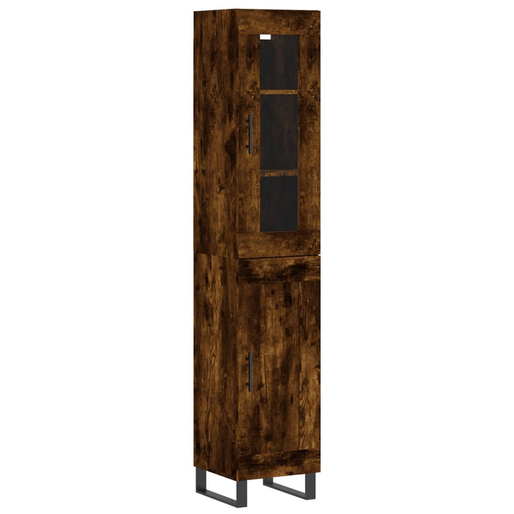 skab 34,5x34x180 cm konstrueret træ røget egetræ