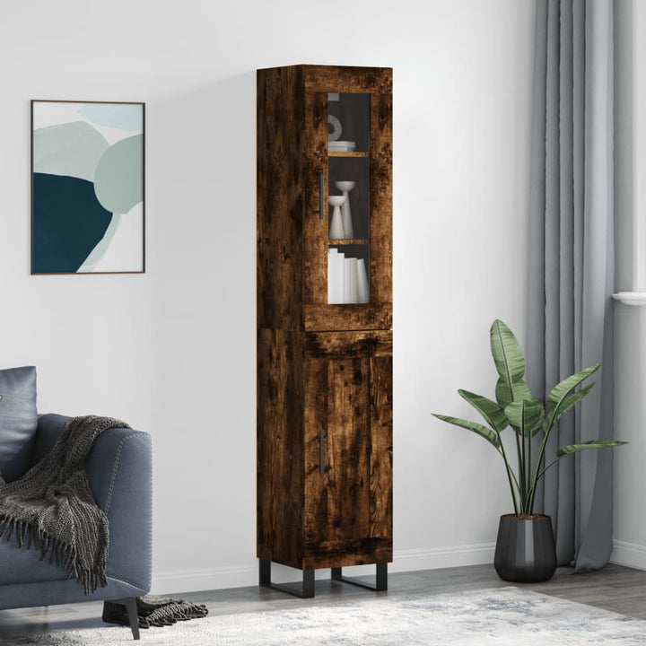 skab 34,5x34x180 cm konstrueret træ røget egetræ