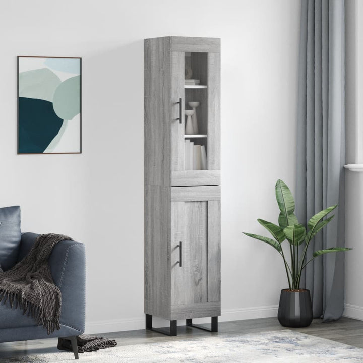 højskab 34,5x34x180 cm konstrueret træ grå sonoma-eg