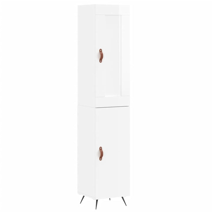 skab 34,5x34x180 cm konstrueret træ hvid højglans
