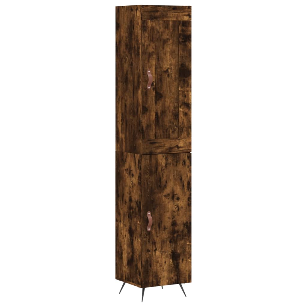 skab 34,5x34x180 cm konstrueret træ røget egetræ
