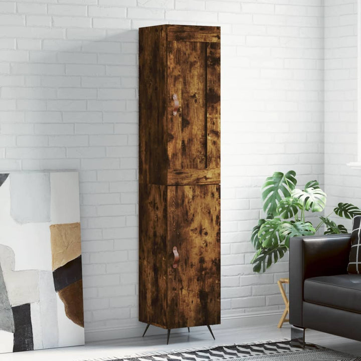 skab 34,5x34x180 cm konstrueret træ røget egetræ