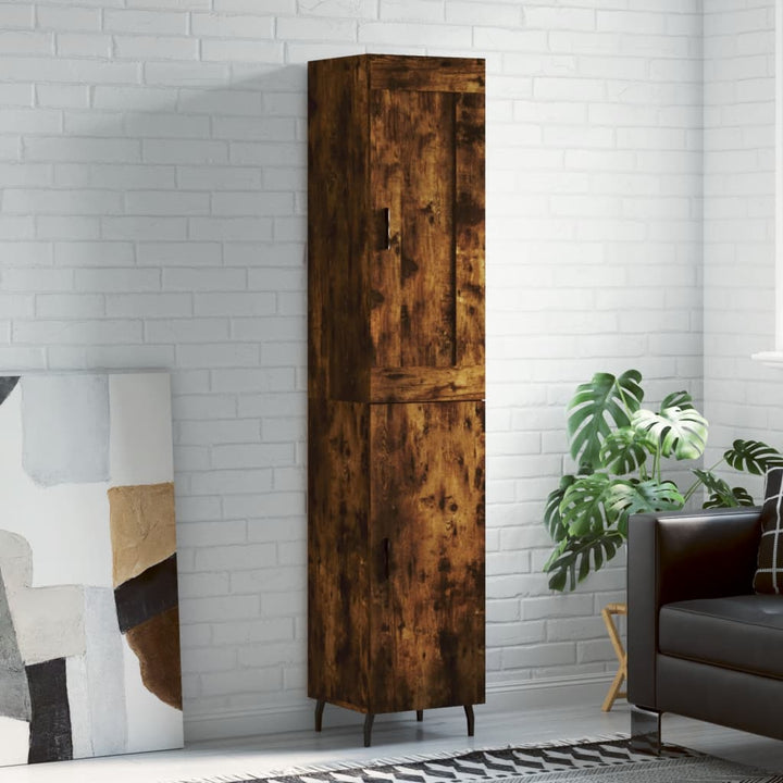 skab 34,5x34x180 cm konstrueret træ røget egetræ