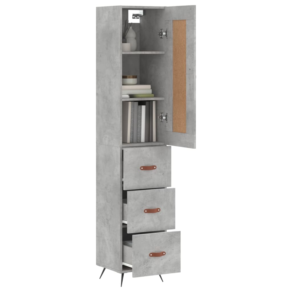 skab 34,5x34x180 cm konstrueret træ betongrå