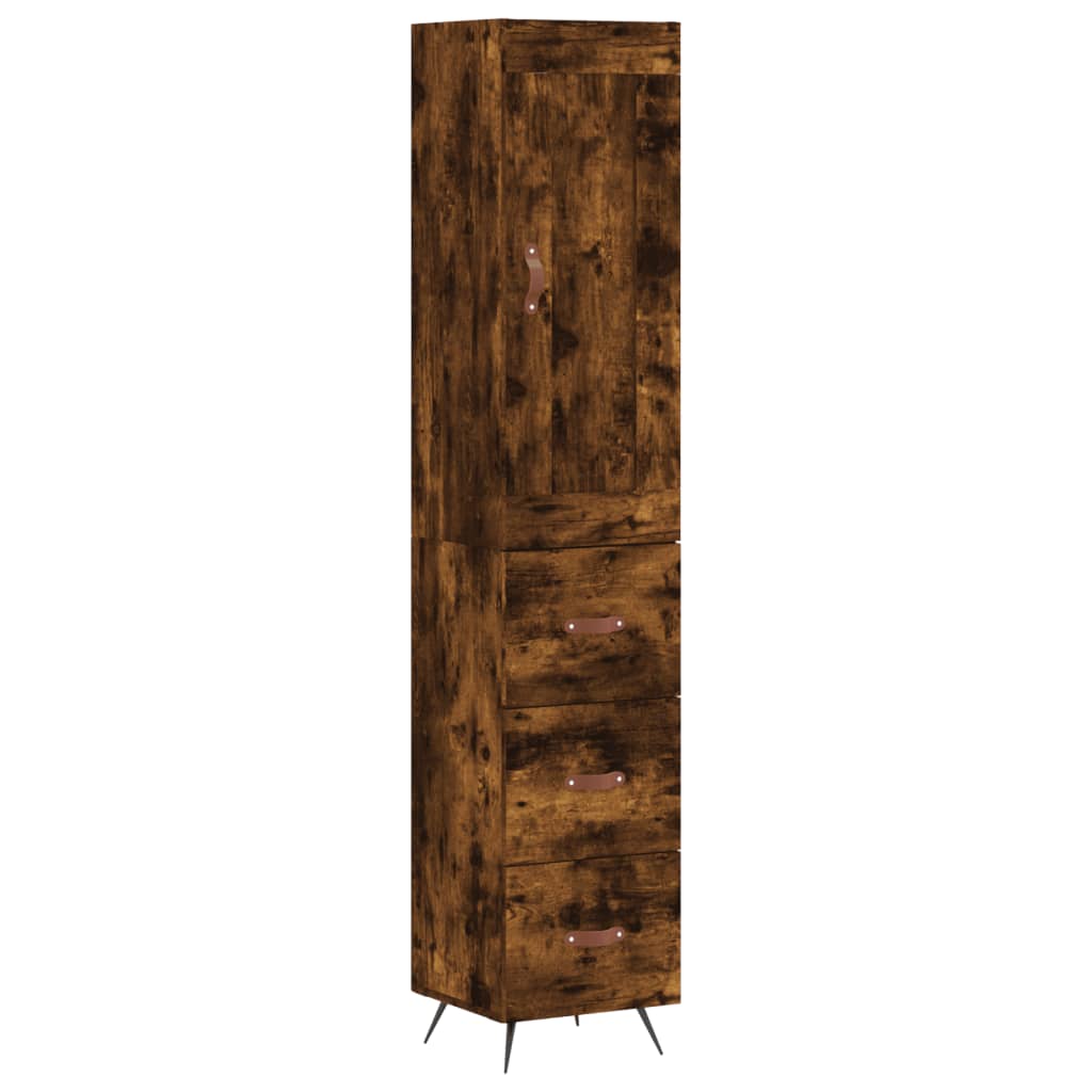 skab 34,5x34x180 cm konstrueret træ røget egetræ