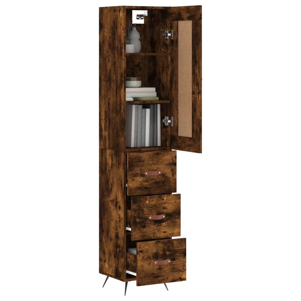 skab 34,5x34x180 cm konstrueret træ røget egetræ